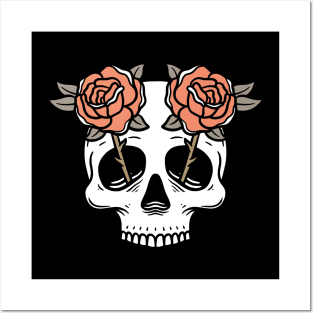 Rose Flower Skull Posters and Art